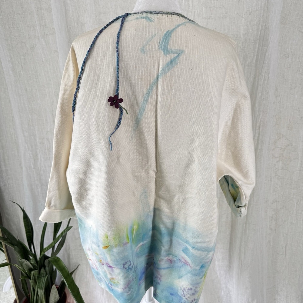 Italian Handmade Lagenlook Open Jacket L Oversized Artsy Abstract Avant Garde - Picture 4 of 8